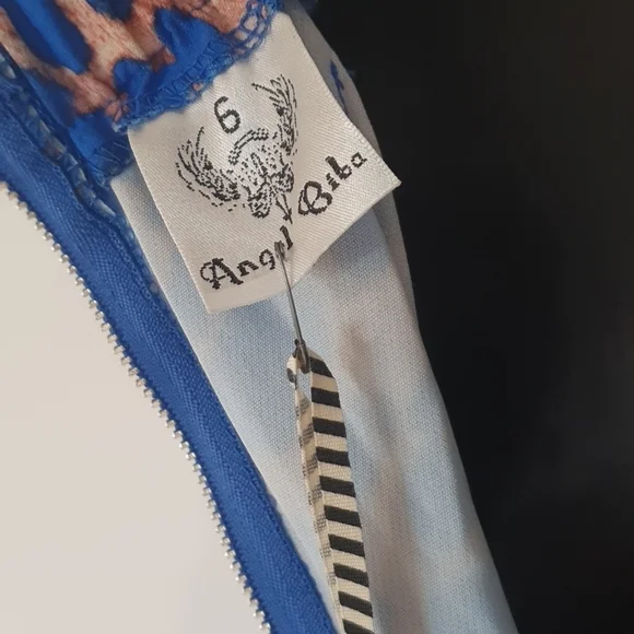 Angel Biba NEW Size 6 Dress Blue Tan RRP $69 - Picture 7 of 10